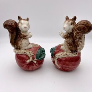 Vintage OCI Omnibus by Fitz and Floyd Ceramic Squirrel Candle Holders Set of 2
